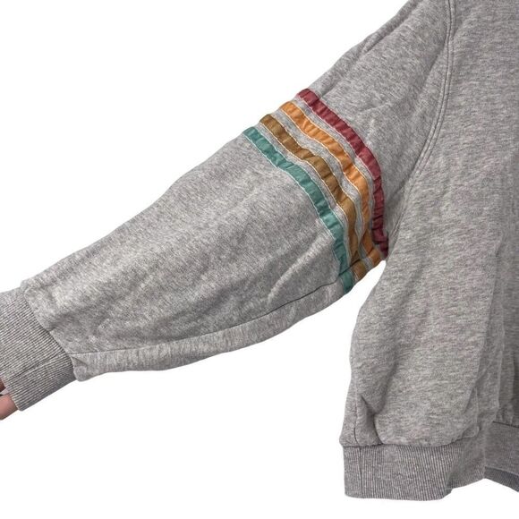 Rip Curl Sweatshirt Rainbow Stripe Balloon Sleeve Gray Crew Neck Womens Size XS - Picture 3 of 6